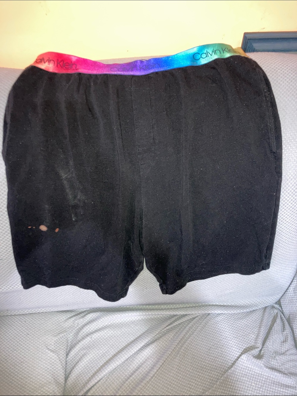 Calvin Klein Black Athletic Shorts with Rainbow Elastic Waistband